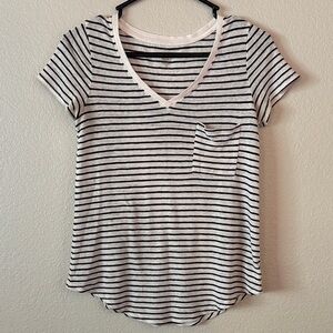 Mossino Small Black and White Striped Pocket Shirt